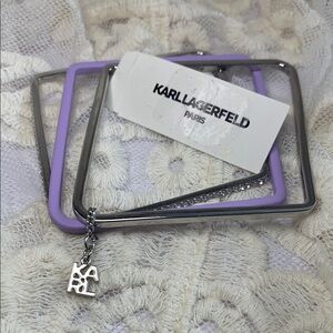 Karl Lagerfeld Silver and Purple Square Bangle Set